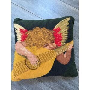 Putto Musicante Needlepoint Cross Stitch Pattern Pillow Cherub Guitar Christmas